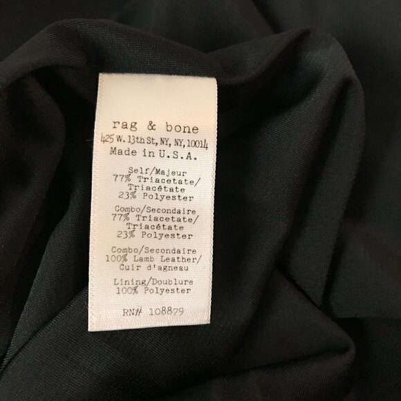 RAG & bone Blue And Black Mini Dress  Accent Leather On Trim And Zipper Size 00 - Picture 7 of 7